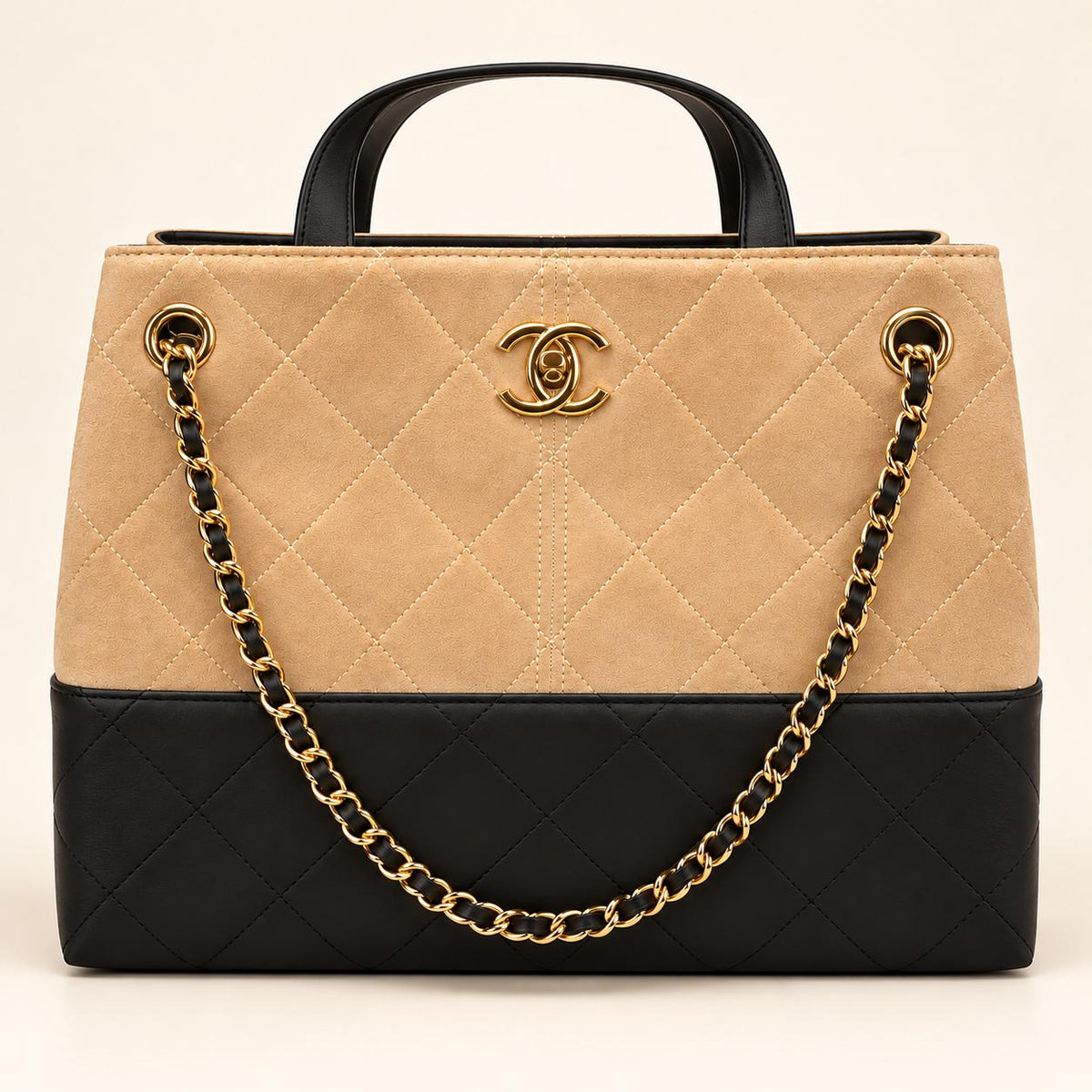 Chanel  Suede Calfskin and Black Lambskin Quilted