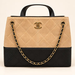 Chanel  Suede Calfskin and Black Lambskin Quilted