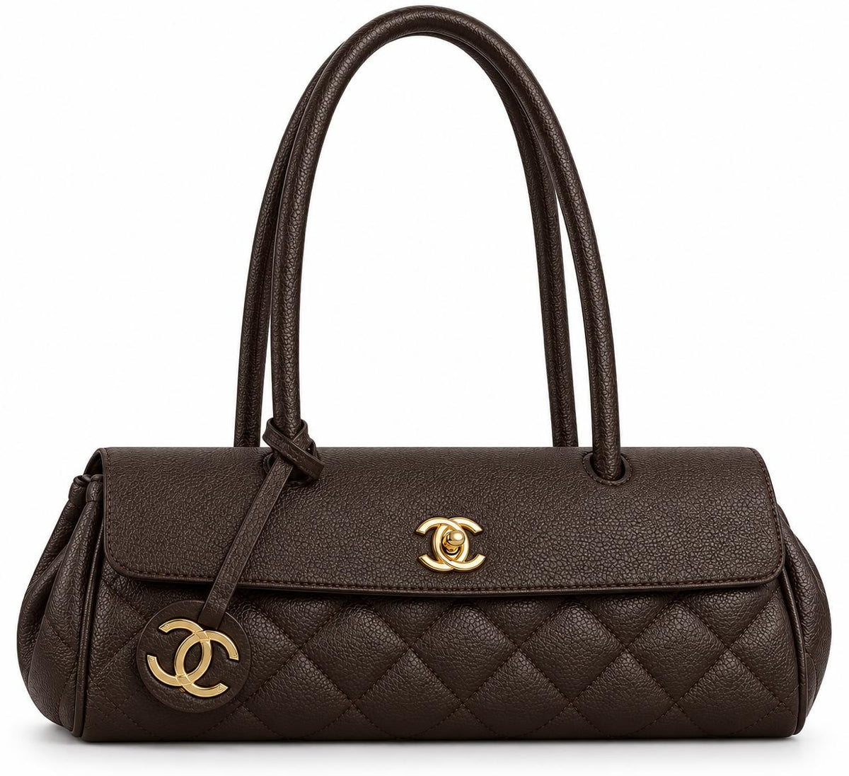 Grained Calfskin Stitched Urban Essentials Small Shopping Bag Black